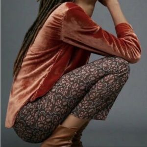 Anthropologie Essential Slim print jacquard trousers
